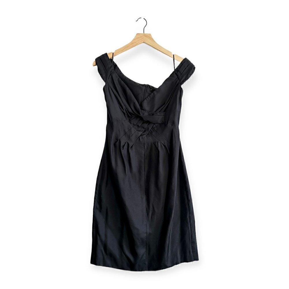 New with Tags,‎ Black Halo Silk Sleeveless Pleated Sheath Dress, Size 8, Black